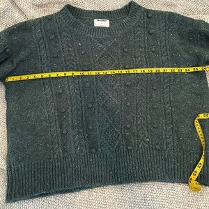 Old Navy XL Forest Green Cable Knit Bobble Sweater Cozy Chunky Pullover